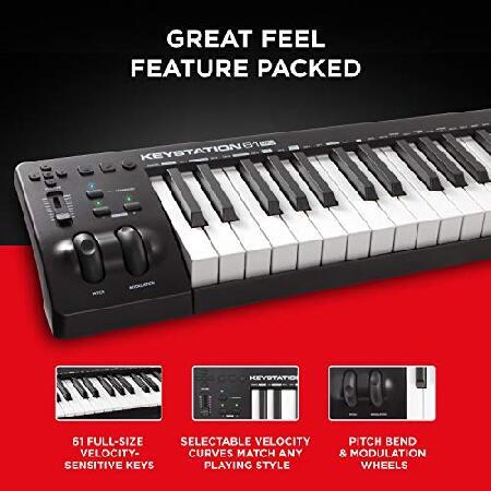 M-Audio Keystation 61 MK3 Compact Semi-Weighted 61-Key USB-Powered MIDI Keyboard Controller ＆ RockJam Xfinity Heavy-Duty, Double-X, Pre-Assembled,