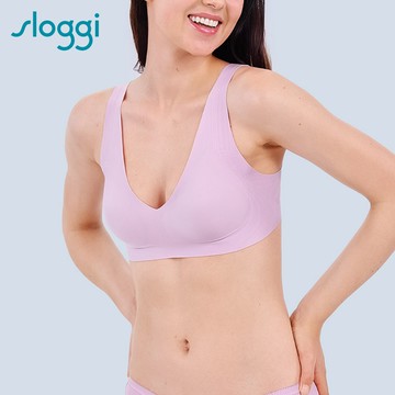 sloggi-ZERO FEEL SOFT BRA零感系列後扣式V領無鋼圈內衣 粉紫｜88-412 77