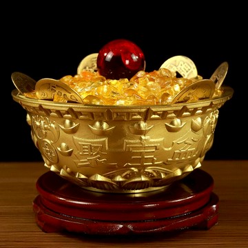 銅聚寶盆擺件 客廳家居裝飾店鋪開業工藝品酒柜玄關辦公室裝飾品