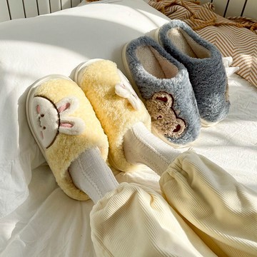 情侶棉拖鞋女冬宿舍可愛男擼貓感毛毛絨家居室內厚底保暖家用防滑