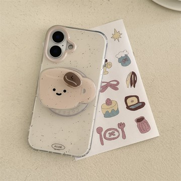 lulu|韓系咖啡潑墨手機殼 適用iphone16/15promax磁吸支架手機殼 蘋果i13/14pro殼保護殼