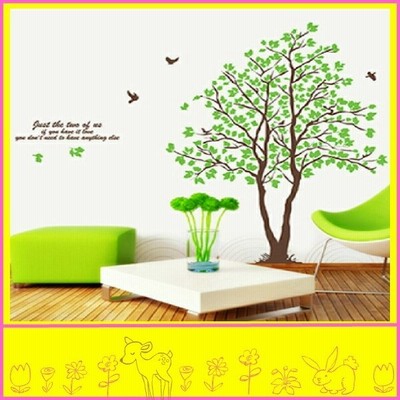 ウォールステッカー おしゃれ 木 北欧 花 植物 子供部屋 ツリー 鳥 グリーン wallsticker カフェ モダン 葉 緑 葉っぱ 高級感  大きな木 森 玄関 寝室 vr0034 | LINEショッピング