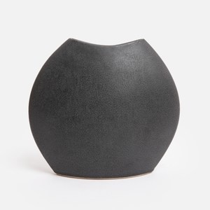 德國ASA陶瓷花器24cm 圓扁形霧黑