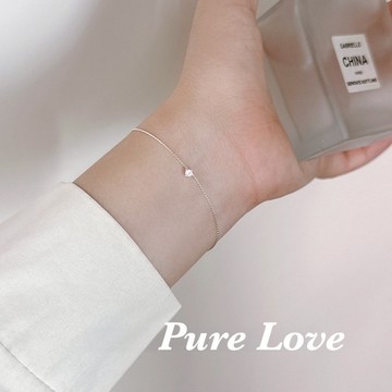 Pure Love樂芙 / 正韓 銀飾【S925純銀】B0926簡約通體純銀四爪單鑽鋯石蛇骨手鏈 / 銀