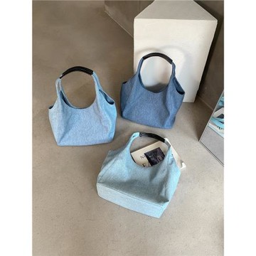 韓國東大門ins風牛仔布大容量手提包時尚輕便腋下包單肩包托特包