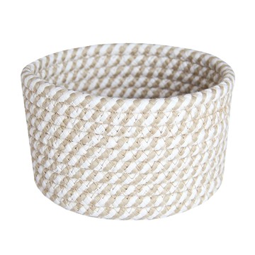 手工編織棉線置物收納籃  17~18 x 9~10cm  米咖  1個