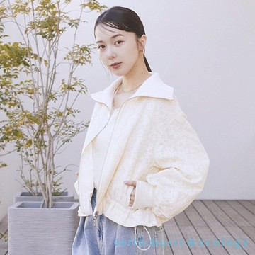 earth music&ecology 2WAY兩面穿蕾絲雙拉鍊抽繩夾克外套(01001250902)