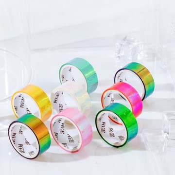 陌墨原創銀河光年系列彩虹膜鐳射膠帶 漸變色亮色防水PE裝飾膠帶