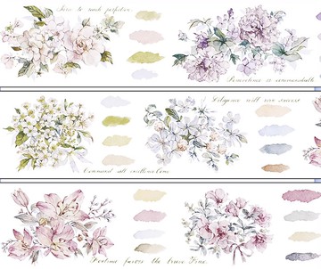 OKMT新七天原創咕卡貼紙PET手帳手賬膠帶 特殊工藝 白茶櫻與花澡