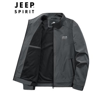 JEEP吉普男士外套2025春秋寬松中年立領夾克休閑彈力上衣薄款茄克
