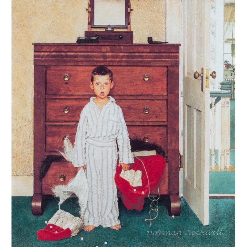 ノーマン・ロックウェル「ディスカバリングサンタDX」ジークレー　作品保証書有り ノーマン・ロックウェル「ディスカバリングサンタDX」ジークレー 作品