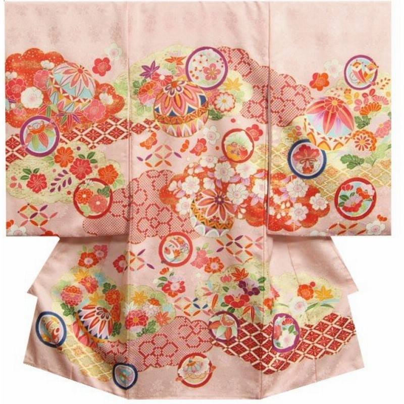 お宮参り 着物 女の子 正絹初着 赤ちゃん 女の子用産着 桜色 金駒刺繍 まり 雲取疋田 桃山配色 サヤ地紋 日本製 通販 Lineポイント最大0 5 Get Lineショッピング