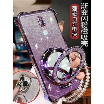 OPPOA9女款手機殼補妝鏡PCAM10網紅磁吸支架oppoa9x時尚高級閃粉0pp0A9X全包鏡頭膜opa9防摔氣囊oppa9x軟外殼