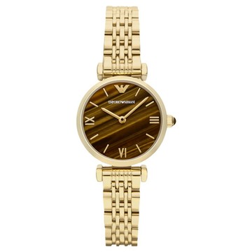 EMPORIO ARMANI 亞曼尼 Cleo系列 AR11703 優雅復古金鍊女腕錶 棕面 28mm｜樂天領券現折★全館特惠中★指定刷卡回饋10%