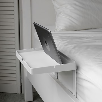 Atoso 床邊樺木延伸托盤邊桌 (30-15公分)  白色的