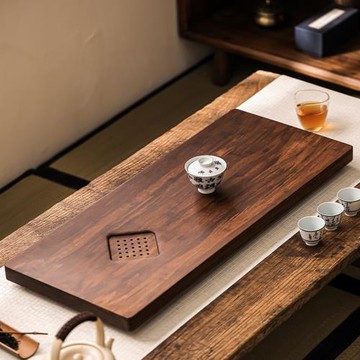 整塊高端重竹茶盤家用會客功夫茶具套裝茶臺茶桌蓄排雙用茶盤茶承