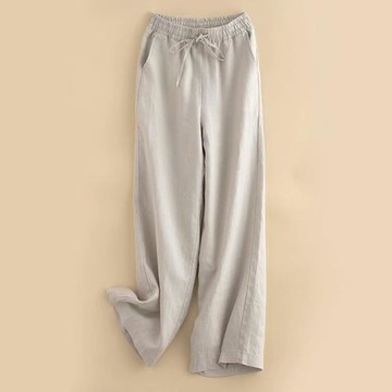 棉麻闊腿褲女2025新款夏季薄款小個子亞麻休閑褲寬松直筒高腰長褲