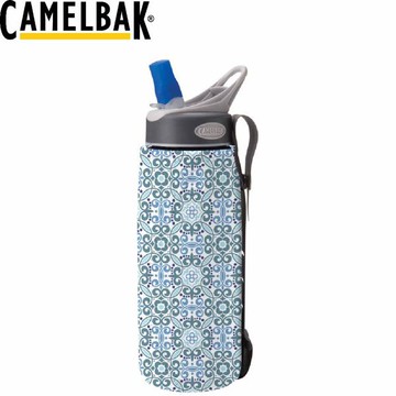 【CamelBak 美國 水瓶保溫隔熱層 花紋藍】 90751/運動水壺/水壺/耐撞擊/抗菌/提把/登山/露營/悠遊山水