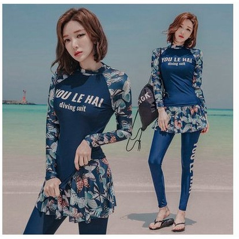 ラッシュガード 3点セット レディース 水着 レギンス 長袖 スカート 花柄 日焼け Uv 体型カバー プルオーバー サーフィン Ll 通販 Lineポイント最大0 5 Get Lineショッピング
