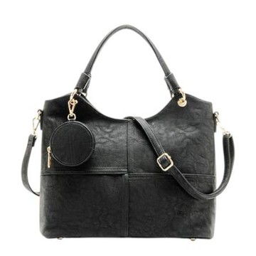 FIRANO-壓印皮革附零錢包U型手提/斜背兩用包(黑色)