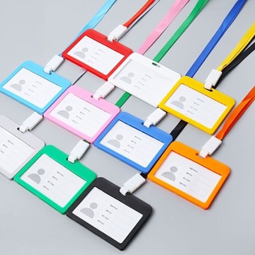 [Hare.D]橫版-糖果色證件卡 彩色PP工作證件套 證件卡吊牌 IC卡套 員工識別證 證件卡套 展覽證 胸牌 工作證掛牌