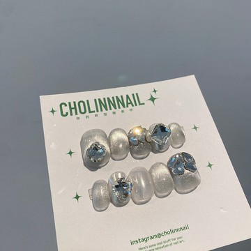 R05璀璨銀星- 客製化手作穿戴美甲片