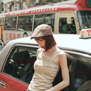 QUEENSHOP_S 女裝 簡約亞麻後釦造型小偷帽 兩色售 現+預 【07020997】