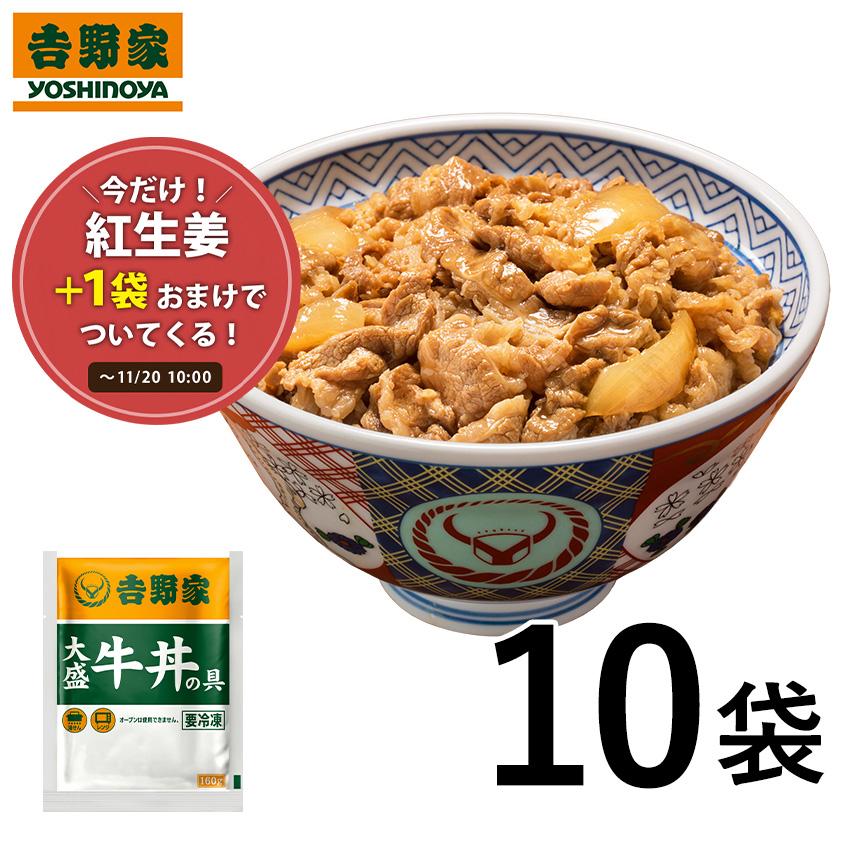 吉野家公式ショップ 冷凍牛丼の具 大盛160g 10袋セット 吉野家牛丼 牛丼の具 冷凍食品 送料無料 グルメ ギフト 仕送り