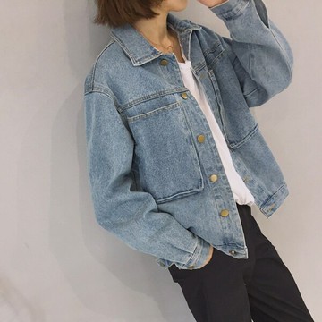 牛仔外套女韓國ulzzang原宿風bf韓版寬松百搭口袋學生上衣春秋潮