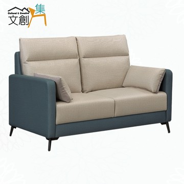 【文創集】夏蘿皮革&涼感布雙面墊二人座沙發椅(客約商品)