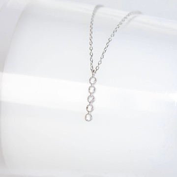 白水晶925純銀五顆寶石排鑽設計項鍊