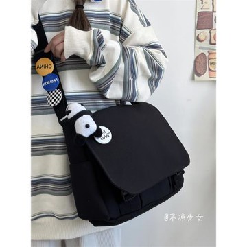 大容量通勤郵差包日系ins簡約小眾復古少女斜挎包學生上課帆布包