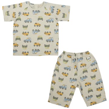 akachan honpo - 幫助睡眠短袖家居服-汽車-淺綠色