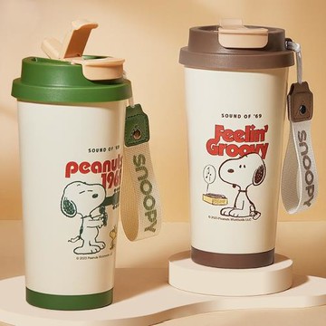 【優貝選】史努比 SNOOPY 升級316不鏽鋼 直飲/吸管 一蓋兩用 保冷/保溫 運動水壺500ML(平輸品)