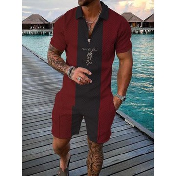 3D printed fashion casual lapel set 3D印花時尚休閑翻領套裝男