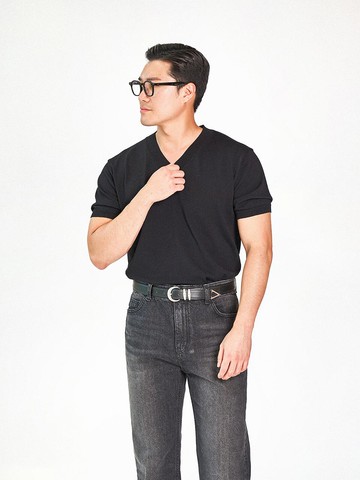 Washable V Neck Knit Top_Black