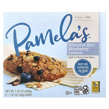 Pamela's Products, 零食棒，燕麥藍莓檸檬，5 根，每根 1.41 盎司（40 克）
