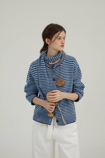 色彩控的秋 復古彩點條紋針織毛衣