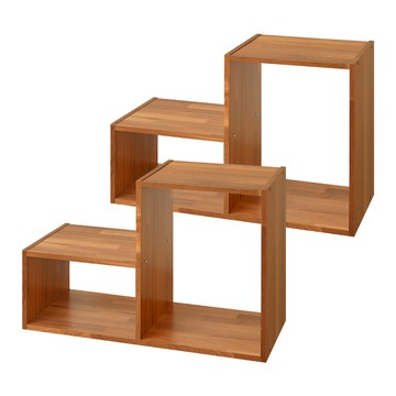 《HOPMA》水漾L型百變收納櫃(2組) 台灣製造 層櫃 儲藏櫃 書櫃 置物櫃 玄關櫃 門櫃 書架 展示櫃-拼版柚木