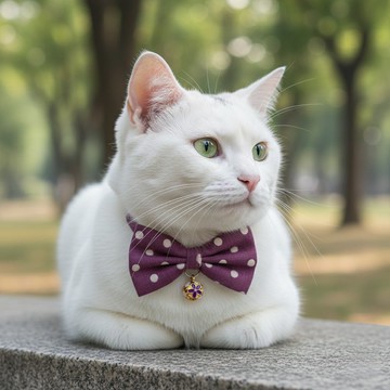 蘭花紫點點款 蝴蝶結寵物裝飾項圈 貓 小型犬