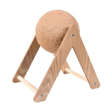 Truly House 三角麻繩抓球 貓抓板貓玩具 三角實木貓抓球 磨爪手纏劍麻繩 貓爬架 貓抓柱 加大款  木頭色  1個  28 x 23 x 23cm