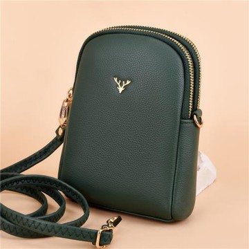 手機包女2025新款荔枝紋百搭斜跨包時尚迷你簡約單肩包雙層小包包