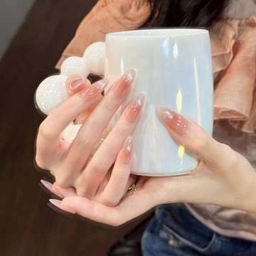 現貨🔥冰透裸色腮紅貓眼顯白穿戴甲 法式晶石微笑猫眼杏仁甲 立體蝴蝶結指甲貼片 甲片中長款穿戴甲 睡覺美甲貼片 30片裝