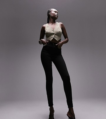 Topshop Tall Jamie jeans in black