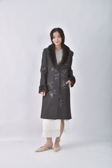 (S) moiselle領口設計灰色外套