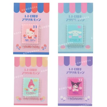 小禮堂 Sanrio 三麗鷗 壓克力徽章 (郵票風) Kitty 美樂蒂 酷洛米 大耳狗