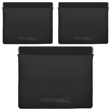 POLYWELL 寶利威爾 PU彈片收納包 PW15-T65-0808 15 x 11.5cm  黑色  3個