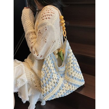 新品特惠✨超火ins慵懶風編織包草編包女大容量波西米亞風海邊度假風沙灘包通勤包 大容量休閒包 托特包