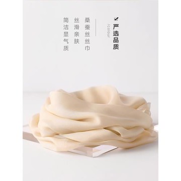 純色真絲絲巾高級感披肩女外搭薄紗巾2025新款秋季桑蠶絲淺色圍巾