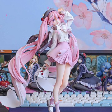 ✨臺灣出貨✨櫻花初音未來公主殿下二次元歌姬粉色美少女生擺件公仔手辦禮物